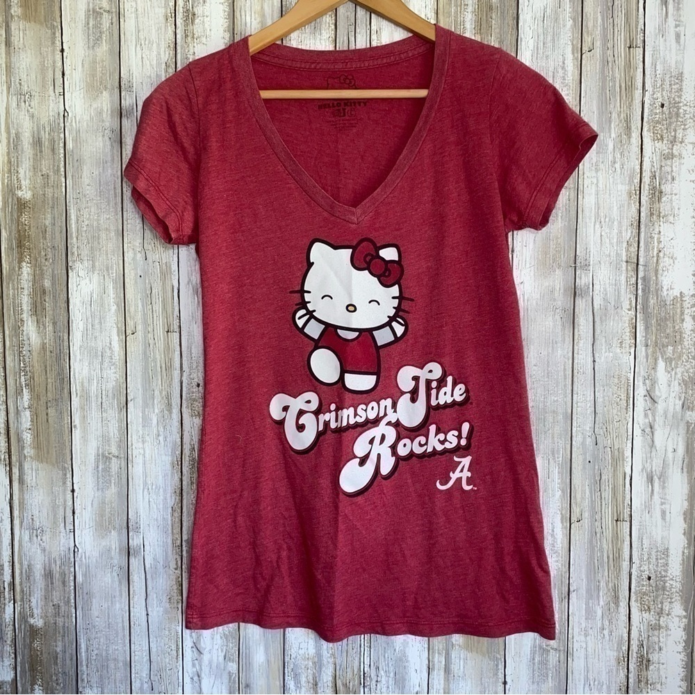 Hello Kitty Alabama Crimson Tide Tee Women’s Large Juniors Red Graphic Shirt